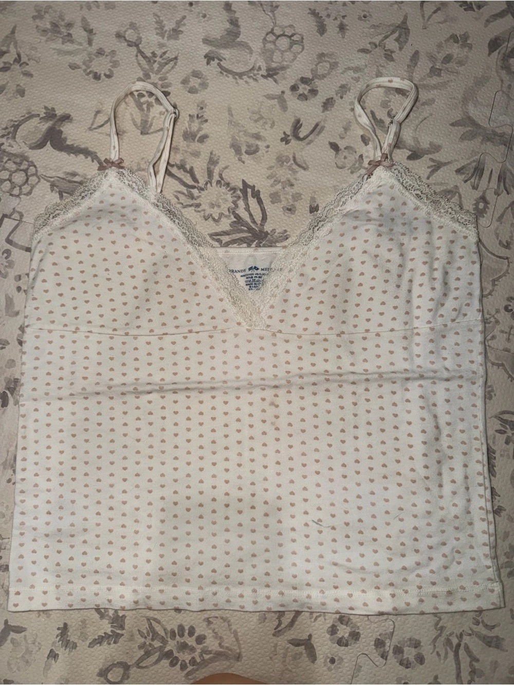 Brandy Melville Amara Heart Tank Top White & Pink